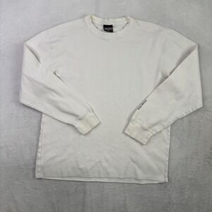 Y2K Anchor Blue White Long Sleeve Thermal Waffle Knit Shirt Men's Large